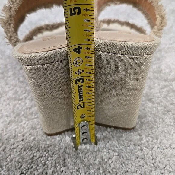 Schutz Amely Linen Double Strap Slip On High Heel Sandals Beige Oyster Size 6 - Picture 5 of 8